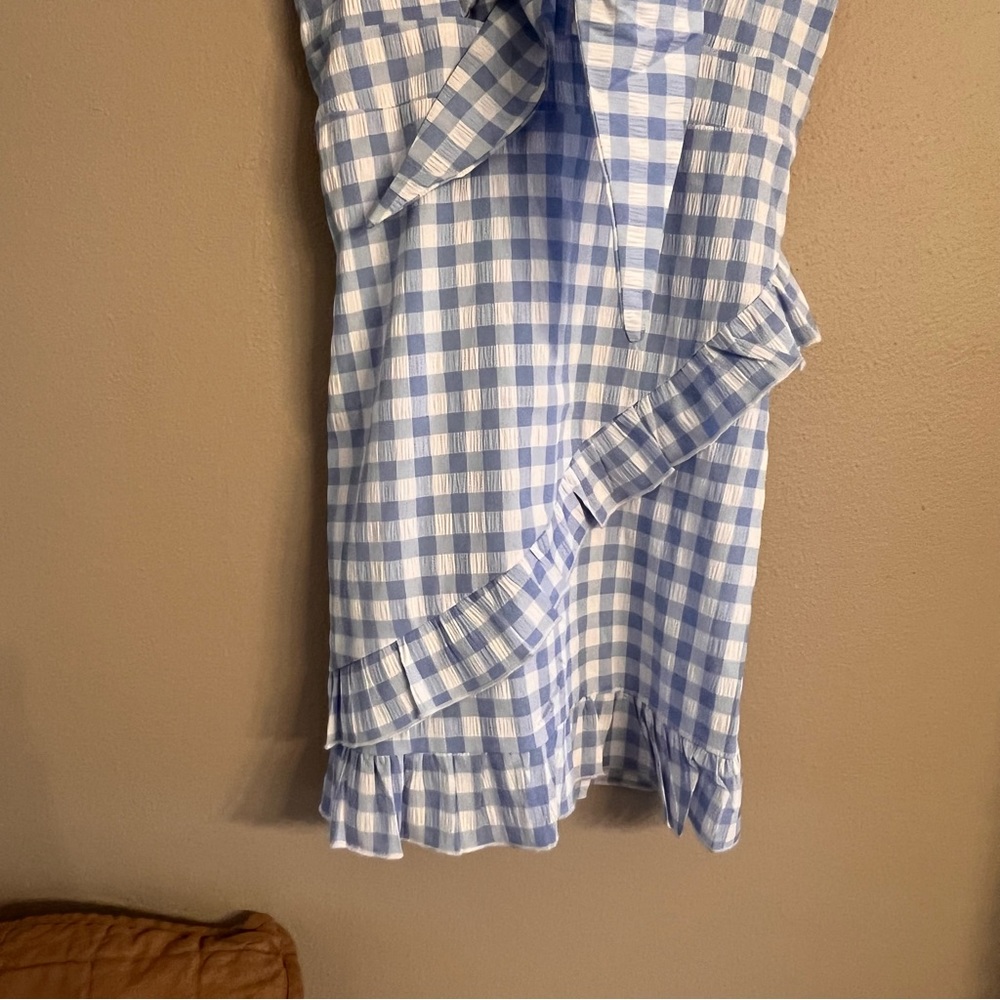 Petal & Pup Blue and White Gingham Tie-Front Mini Dress - Picture 4 of 8